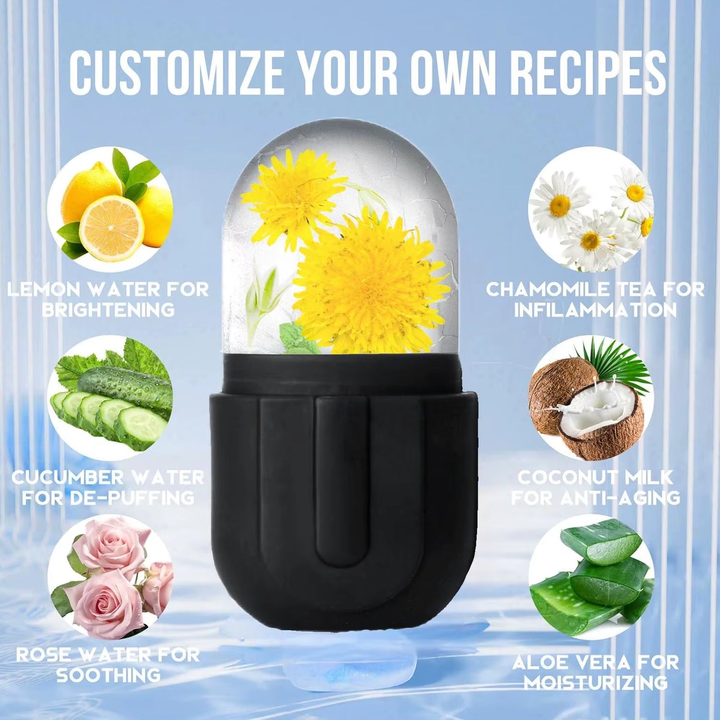 1 Face and Eye Ice Roller, Upgraded Ice Face Beauty Ice Roller, Ice Face Block, Face Massage, Silicone Ice Mold