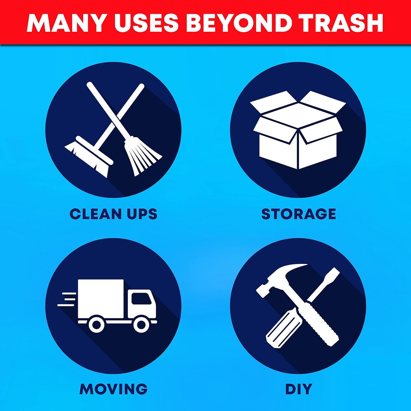 44-45 Gallon Trash Bags Heavy Duty, (Value 100 Bags W/Ties) Extra Large Black Trash Bags - 39 Gallon - 40 Gallon - 42 Gallon - 45 Gallon - Large Black Garbage Bags Heavy Duty