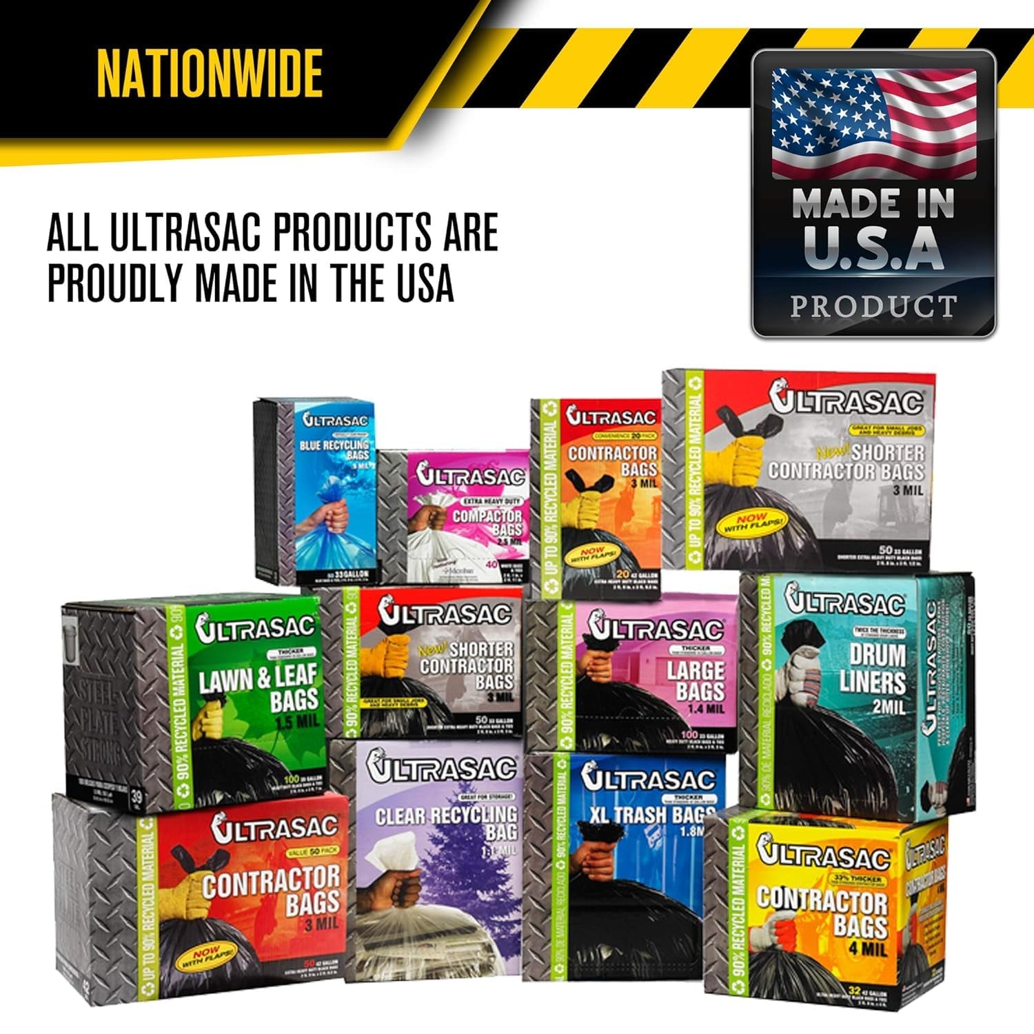 Heavy Duty 45 Gallon Trash Bags Huge 50 Count/W Ties) - 1.8 MIL - 38" X 45" - Large Black Plastic Garbage Bags for Contractor, Industrial, Home, Kitchen, Commercial, Yard, Lawn, Leaf