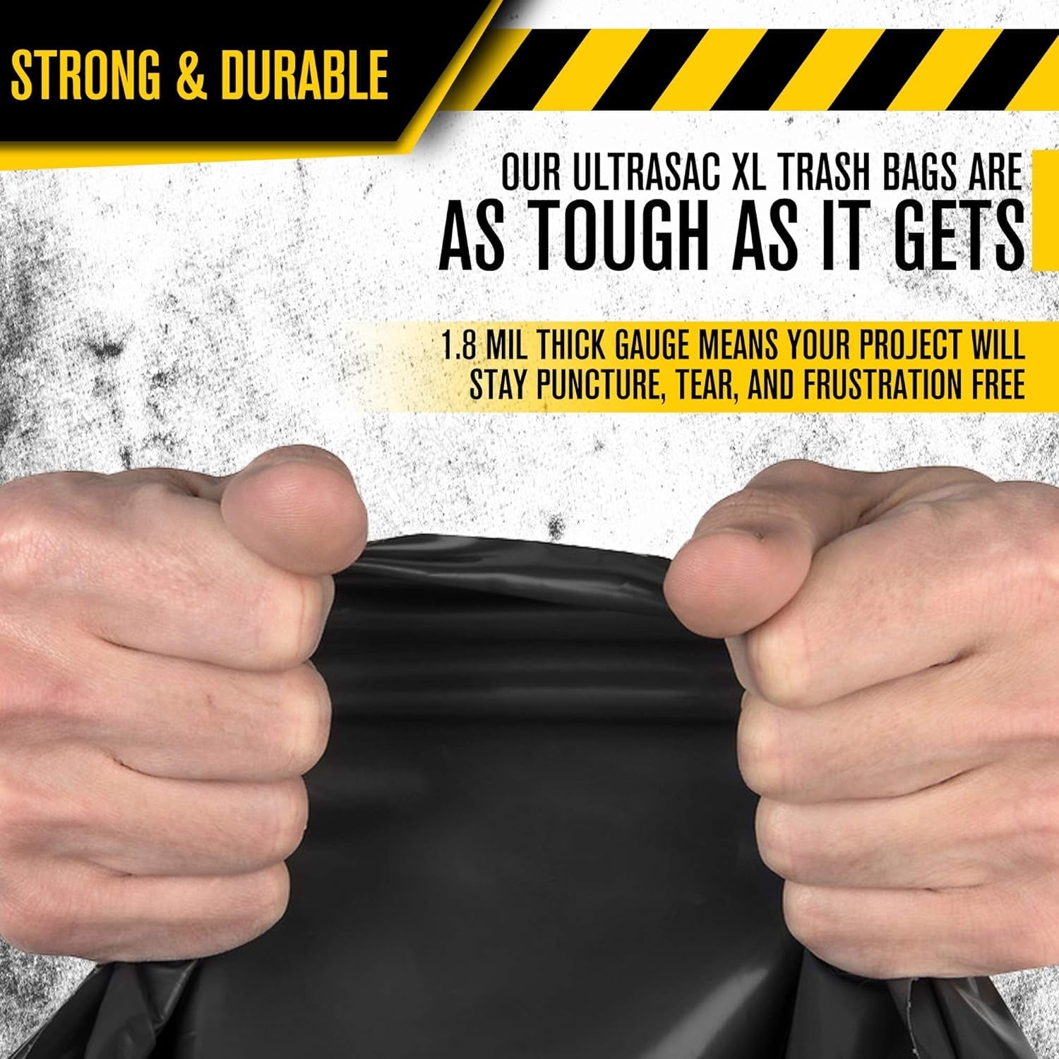 Heavy Duty 45 Gallon Trash Bags Huge 50 Count/W Ties) - 1.8 MIL - 38" X 45" - Large Black Plastic Garbage Bags for Contractor, Industrial, Home, Kitchen, Commercial, Yard, Lawn, Leaf