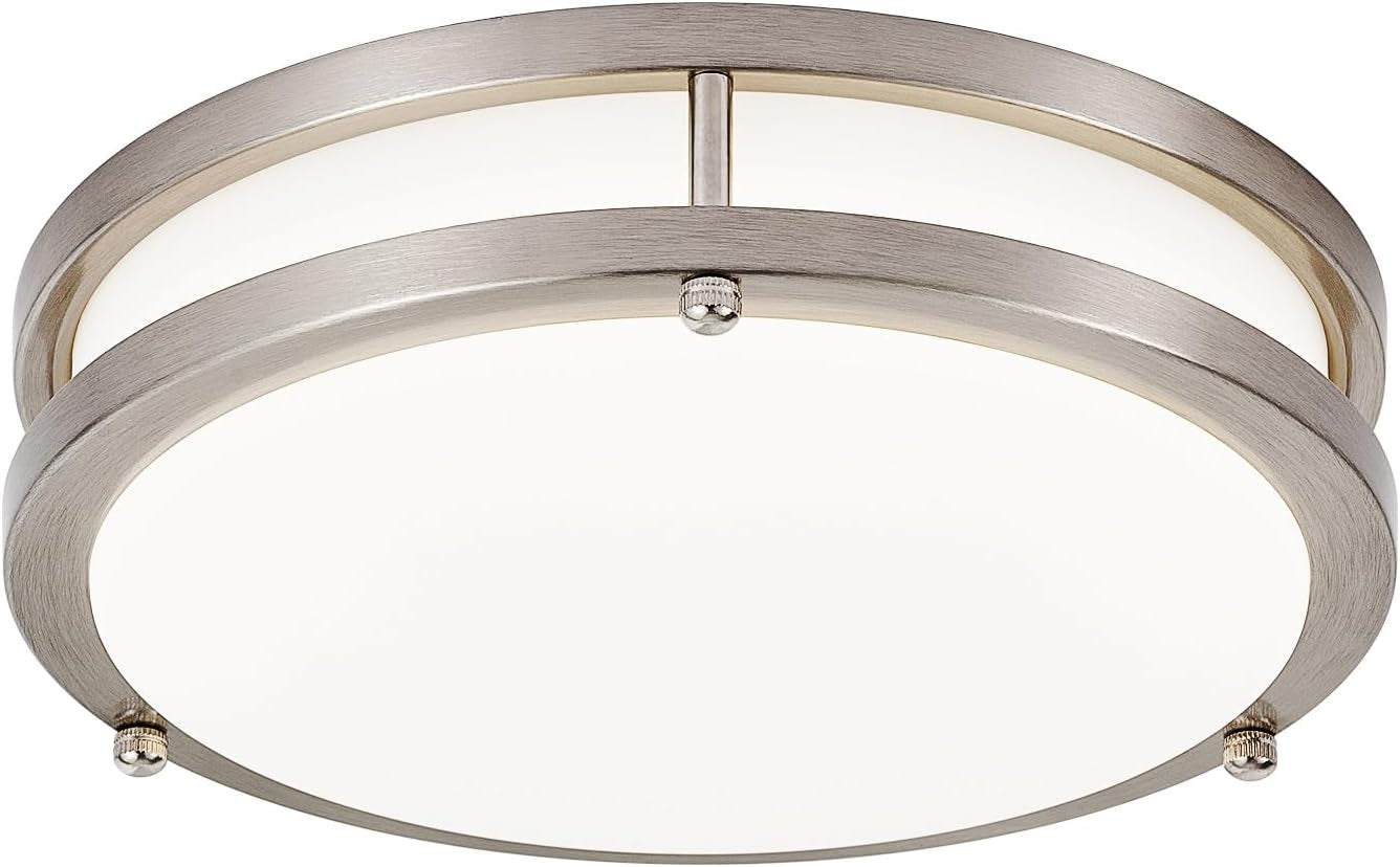 DLLT Flush Mount LED Ceiling Light: 10 Inch 5CCT (3000K-6000K) & Dimmable Ceiling Light Fixtures for Bedroom Hallway - 18W Modern Brushed Nickel 1600LM Super Bright Kitchen Lighting Fixtures Ceiling
