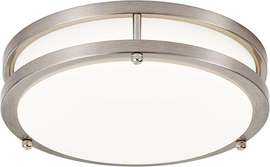 DLLT Flush Mount LED Ceiling Light: 10 Inch 5CCT (3000K-6000K) & Dimmable Ceiling Light Fixtures for Bedroom Hallway - 18W Modern Brushed Nickel 1600LM Super Bright Kitchen Lighting Fixtures Ceiling