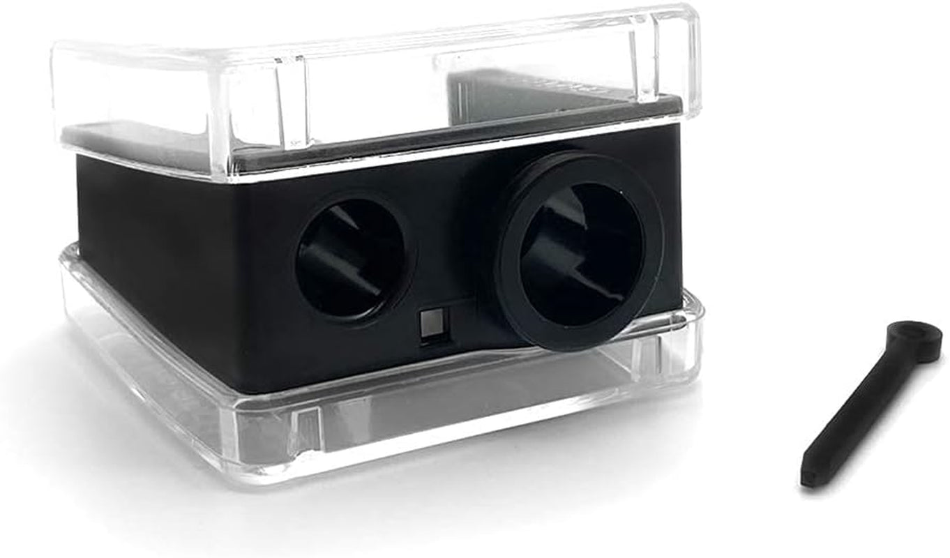 Double Barrel 3 in 1 Cosmetic Pencil Sharpener with Cover, Stainless Steel Blade, Size Adjuster, Essential for Small and Extra Large Lip Liner, Eyeliner, Brow Pencils