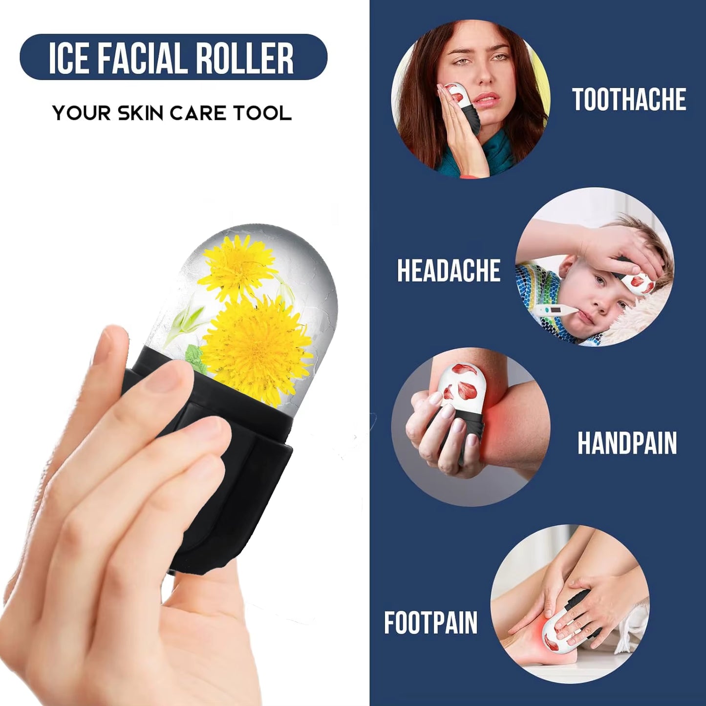 1 Face and Eye Ice Roller, Upgraded Ice Face Beauty Ice Roller, Ice Face Block, Face Massage, Silicone Ice Mold